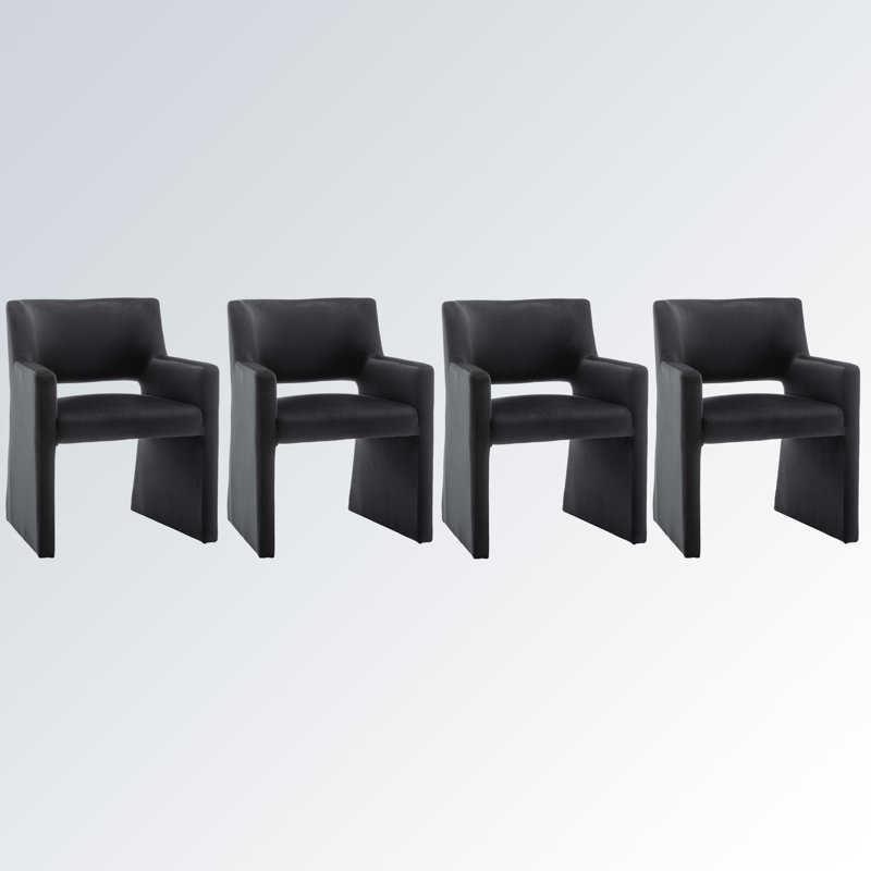 Chaise rembourrée en velours Hambrook, Noir