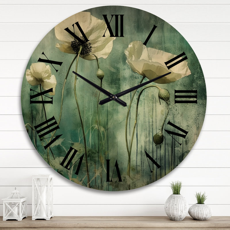 Horloge murale Emerald Vibrant Poppies I - Poppies, Très grand