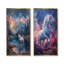 Pink Blue Summer Dance Unicorns I - Unicorns Wall Art 2 Pieces Set-1623160969-1623160971-1623160972