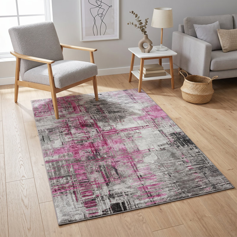 Tapis gris et fuchsia Asteria