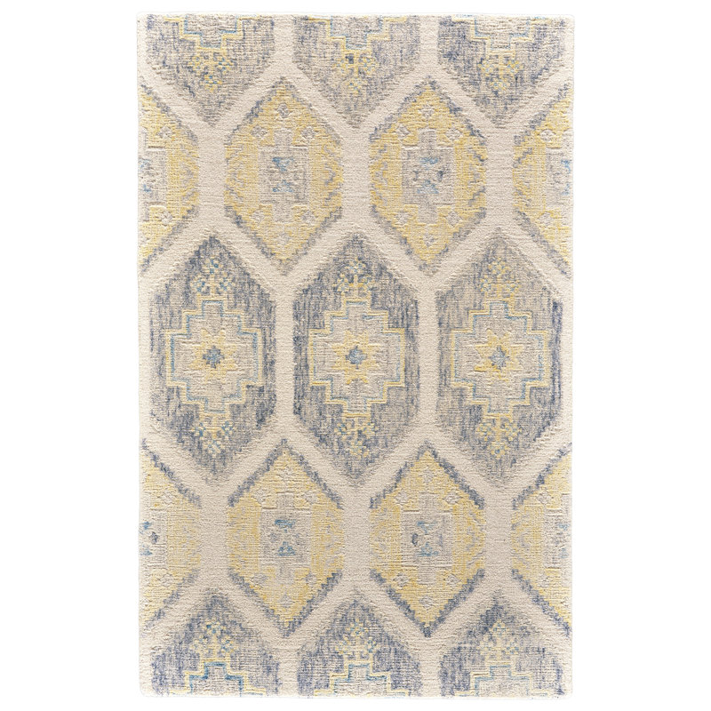 Tapis gris / jaune Wesham, Rectangle 3 pi 6 po x 5 pi 6 po