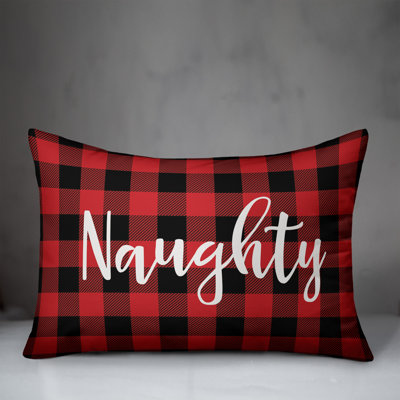  Naughty in Buffalo Check Plaid Lumbar Pillow