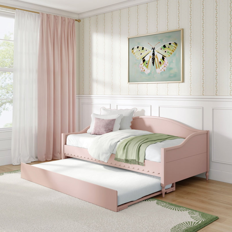 Charlotte Twin Day Bed with Trundle, Blossom Pink, Blossom Pink