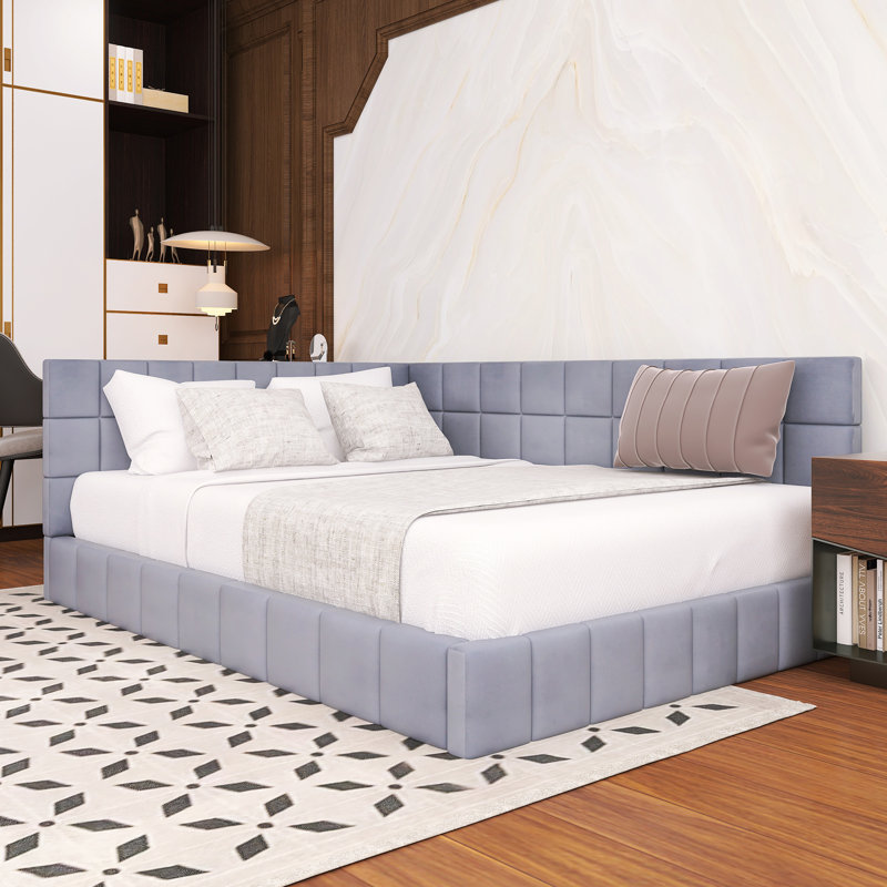 Wood Frame Full Size Upholstered Daybed, Gray