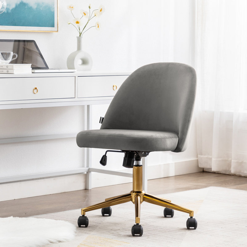 Chaise de bureau pivotante en velours Gael, gris