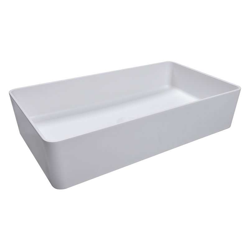 RBROHANT 13.98'' White Acrylic Rectangular Bathroom Sink