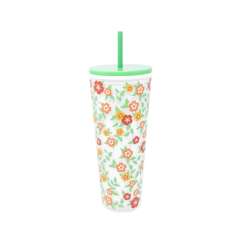 Verre acrylique avec paille, danseur de nuage floral