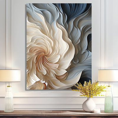 White and blue feather spiral II - Abstract Geometric Canvas Print Wall Art
