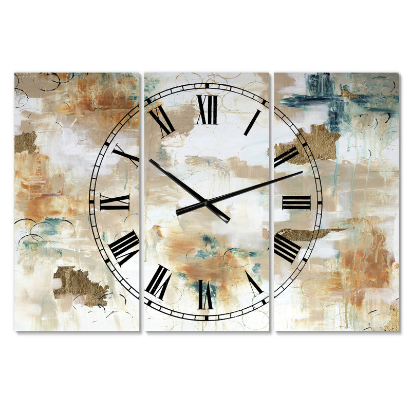 Horloge murale surdimensionnée à 3 panneaux Gilded Daydreams
