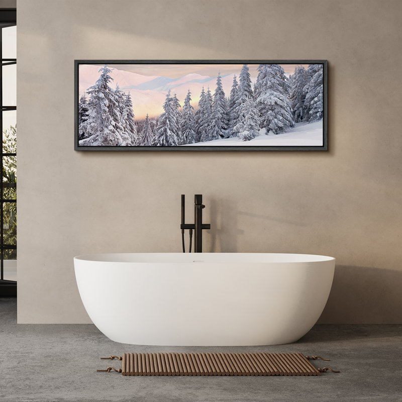 Hiver, neige, couvert, pin, forêt, paysage, très grand, impression sur toile encadrée, H 20 po x l 60 po