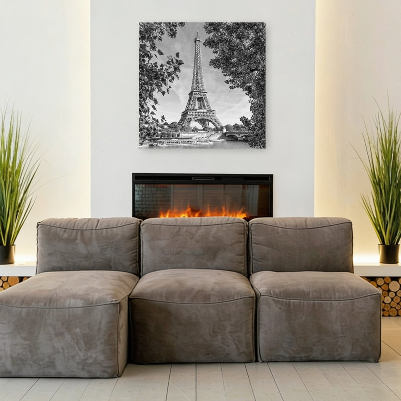 «Classic Eiffel Tower View», architecture contemporaine contemporaine, art mural, 36" H x 36" W
