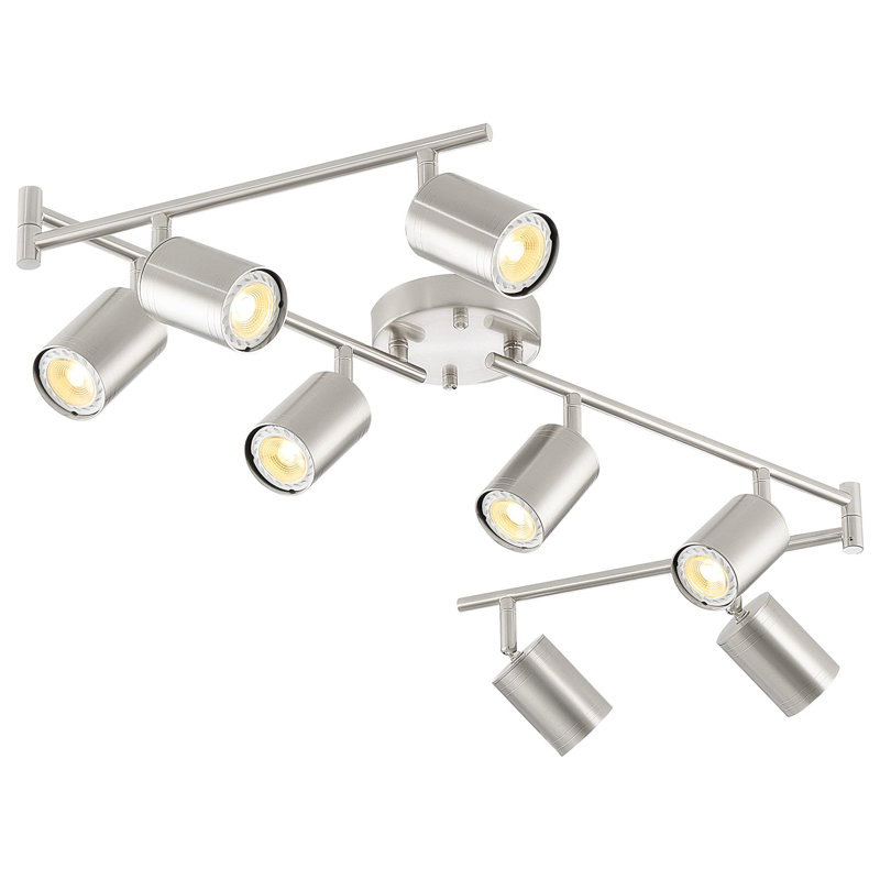8-Light Adjustable LED Track Lighting Fixture with Colour Temperature Control, Nickel