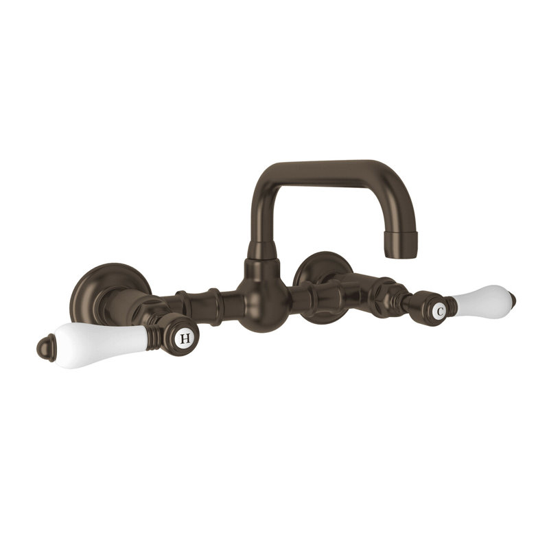Acqui Wall Mount Bridge Lavatory Faucet With U-Spout, Tuscan Brass
