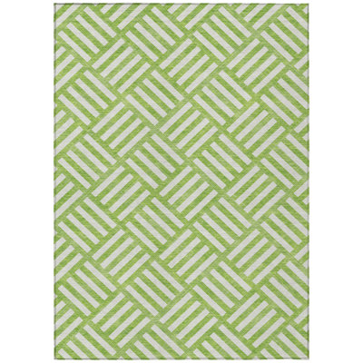 Tapis extérieur lavable géométrique vert lime et ivoire 5 pi x 8 pi