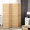 Paravent 4 panneaux pliable portatif - hauteur 5,5 pi. Double paroi latérale tissée à la main pour le bureau à domicile, élégance naturelle et grand pliage. Attrait, pliable
