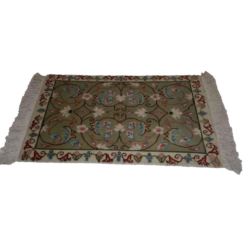 Tapis oriental en laine / coton de style oriental rectangulaire à la main 1 pi x 1 pi 6 po Runnie