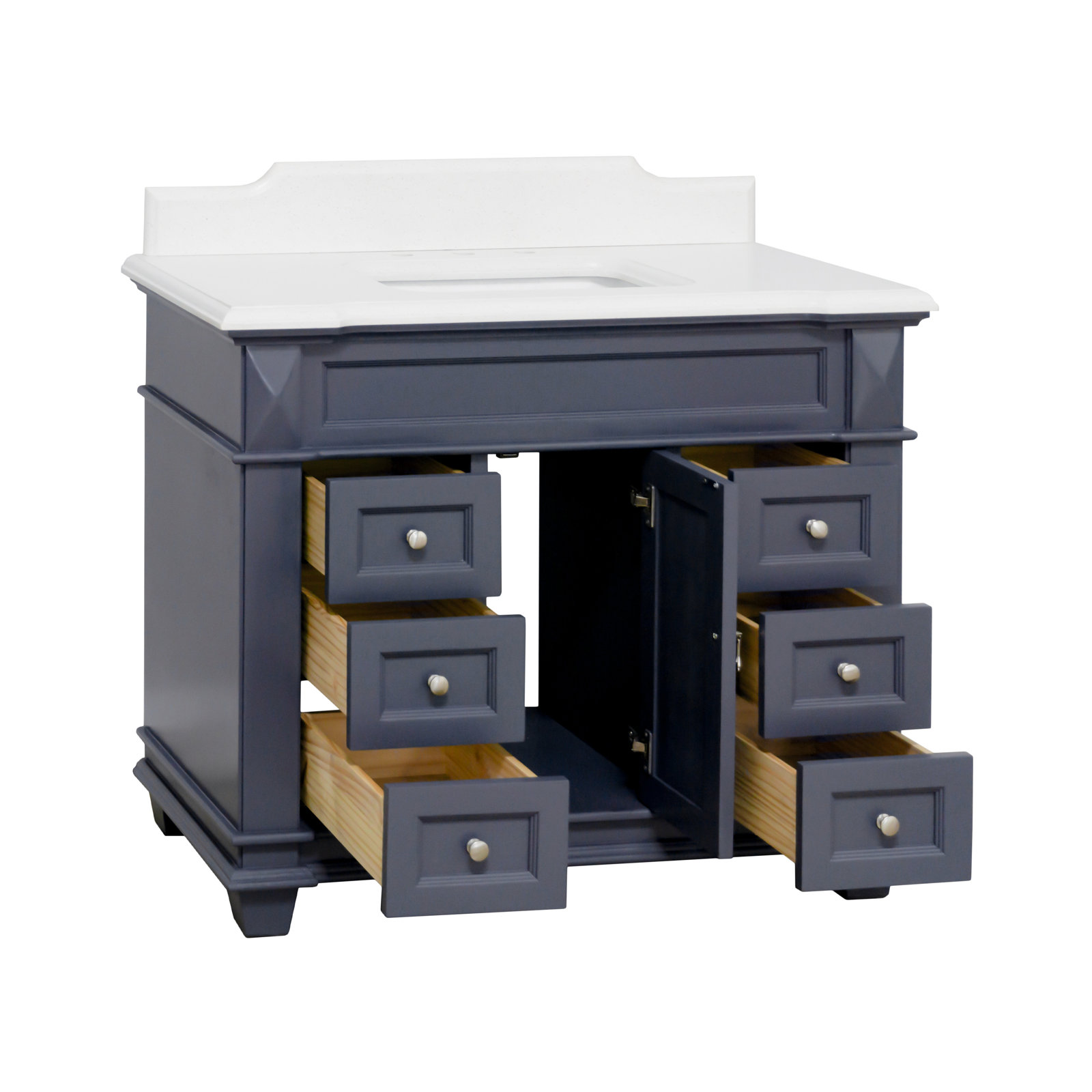 Ensa 42'' Single Bathroom Vanity, Marine Gray, Quartz