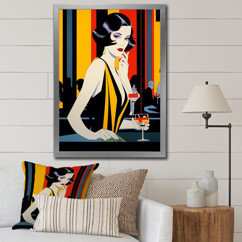 Pop Art Night Life Diva, H 32 po x l 24 po x P 1 po, Cadre simple argenté