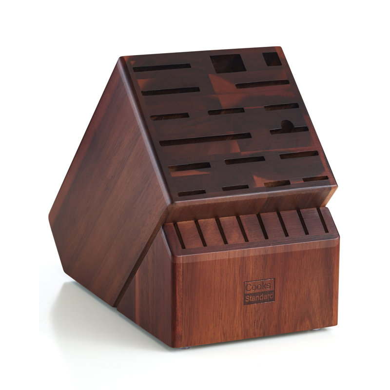Porte-couteaux de cuisine standard en bois d'acacia sans couteaux de cuisine Cooks, Brun, Bois d'acacia