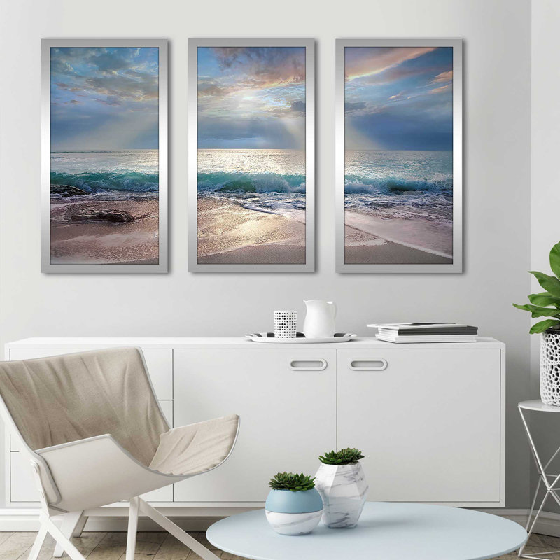 "Aqua Blue Morning", reproduction sur acrylique 3 pièces, H 25,5 po x l 40,5 po x P 1 po