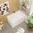 43" Acrylic Freestanding Bathtub With Seat: Spacious Rectangle Shape, Gloss White Finish, Chrome Overflow & Pop-Up Drain
