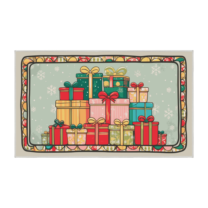 Tapis de vacances d'hiver de Noël lavable The Holiday Aisle®, Rectangulaire 3 pi x 5 pi