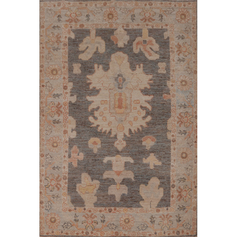 Vegetable Dye Gray Oushak Turkish Rug 4x6