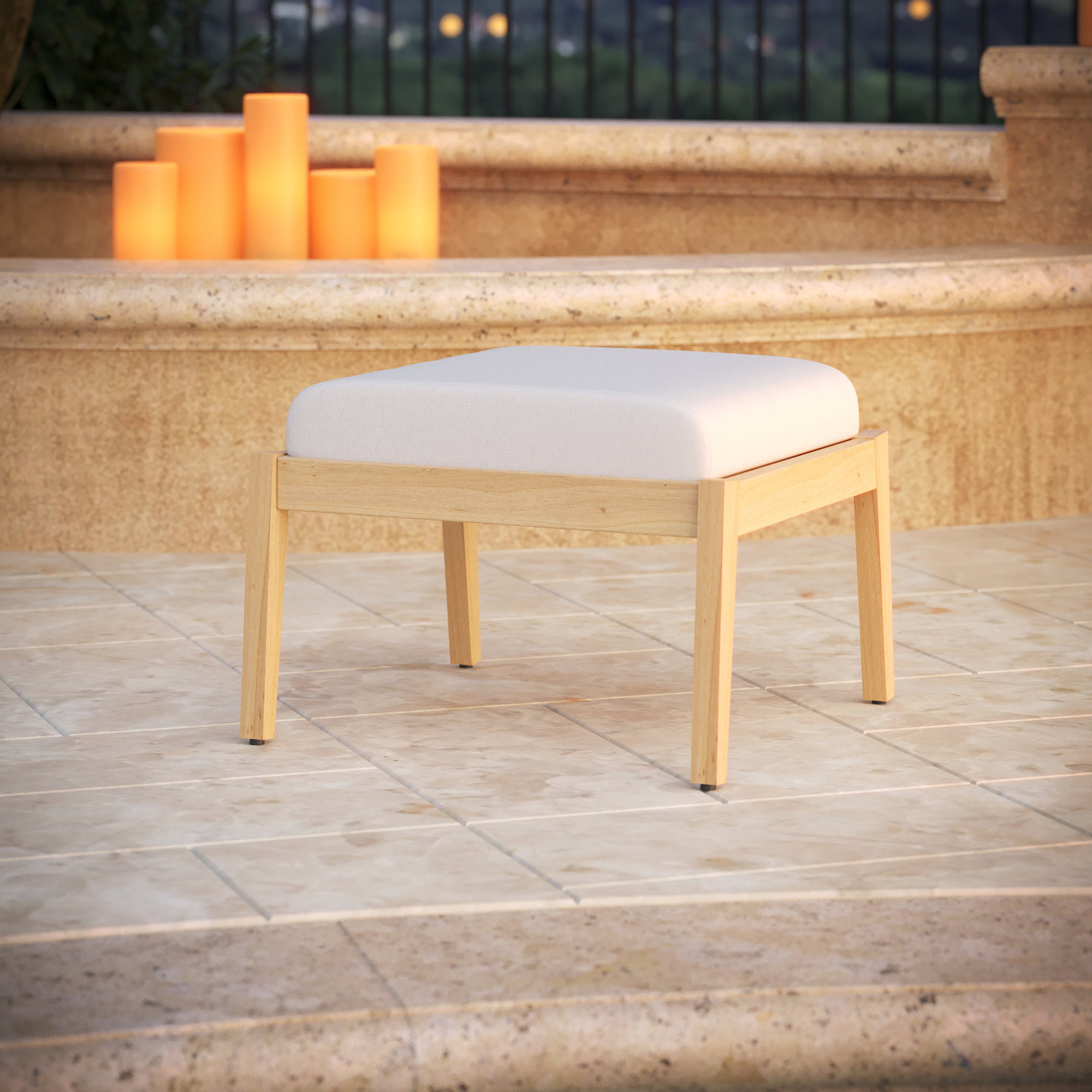 Sunbrella® Outdoor Ottoman Cushion, 4" H x 22" W x 20" D, Canvas Natural Sunbrella® Canvas
