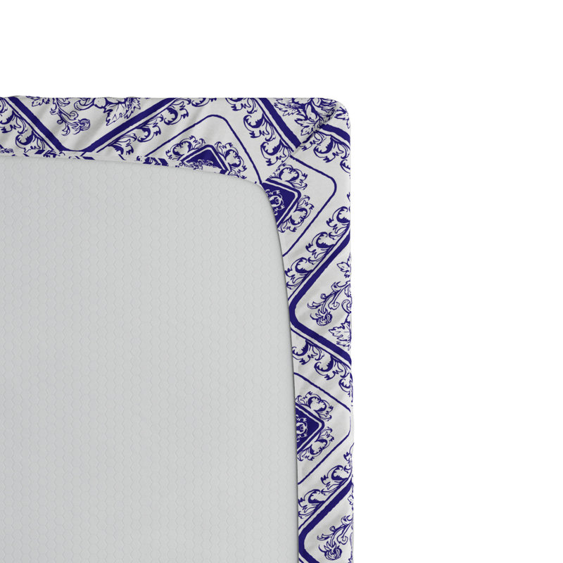 Microfiber Damask Fitted Sheet, Queen Fitted Sheet, White Damask