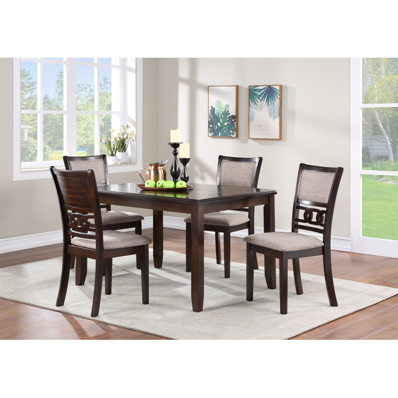 Ziemer 4 - Person Rubberwood Solid Wood Dining Set, Cherry Brown