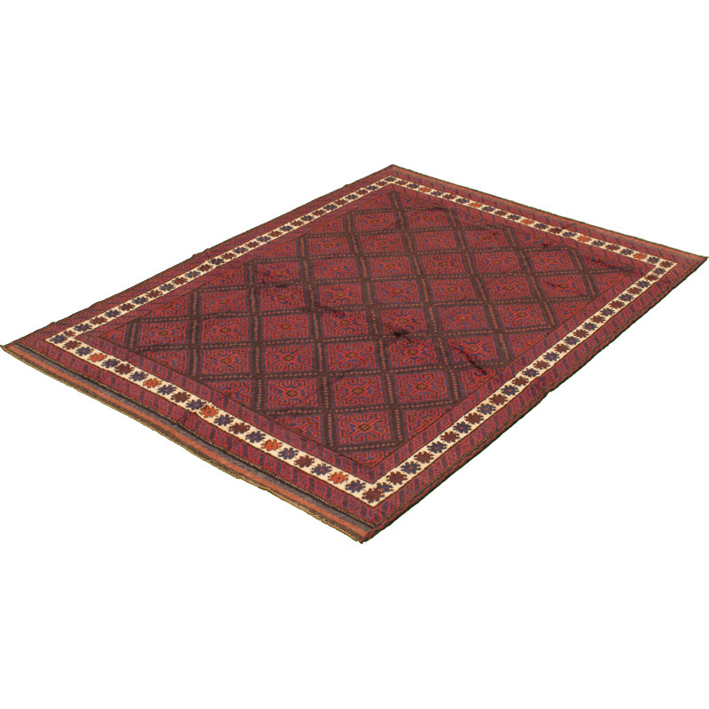 Tapis en laine rouge 6 pi 2 po x 7 pi 9 po "one-of-kind" à la main-noué la 1980 esari turque Shavertown