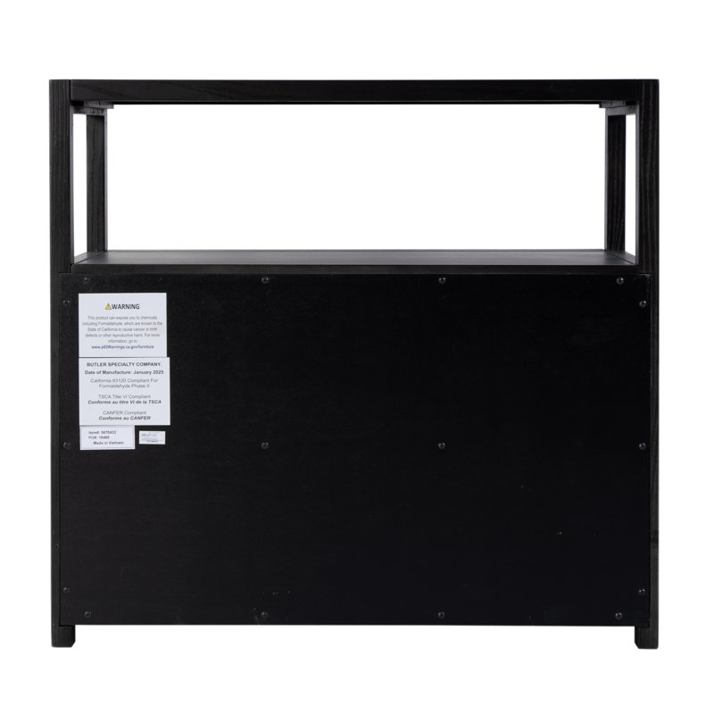Lark 2 Drawer Wide Nightstand, Black