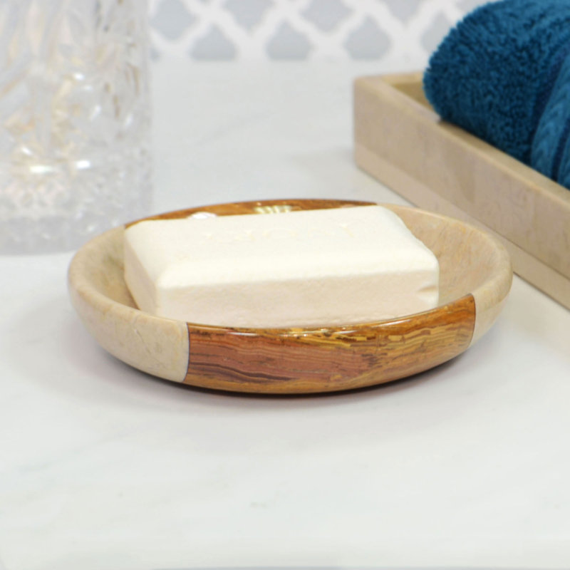 Porte-savon en marbre poli Abbiegale, Sable du désert / Ambre