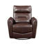 Fauteuil inclinable pivotant en cuir véritable avec fonction de bercement, structure en bois massif, marron