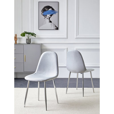 Mose 45cm H Fabric Upholstered Metal Upholstered Back Side Chair in Grey