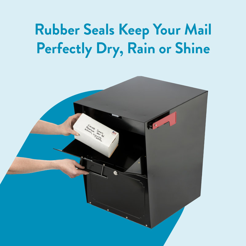 Oasis Locking Post Mount Mailbox Black, Black