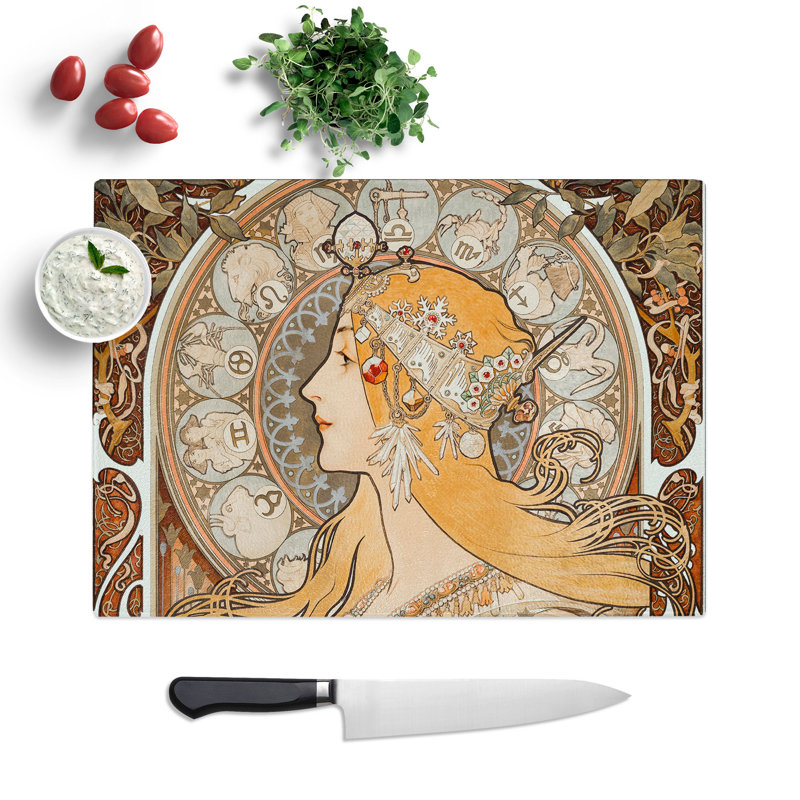 The Zodiac Vol.2 by Alphonse Mucha Chopping Board, 20cm W x 28.5cm L