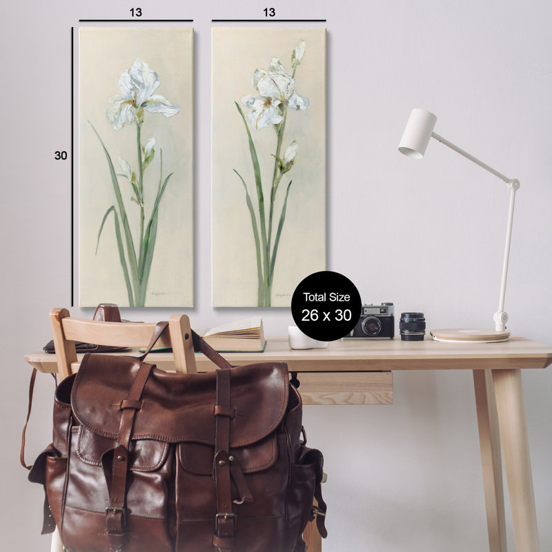 Ensemble d'art mural sur toile 2 pièces Irises Traditional par Sally Swatland, H 30 po x l 13 po