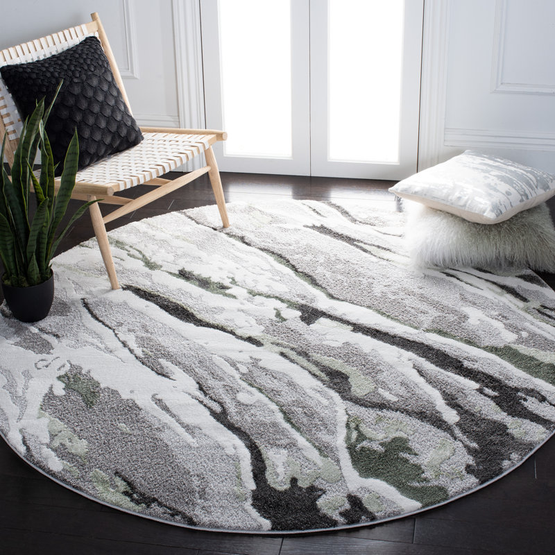 Grovesend 300 Performance Abstract Rug, Round 6'7"