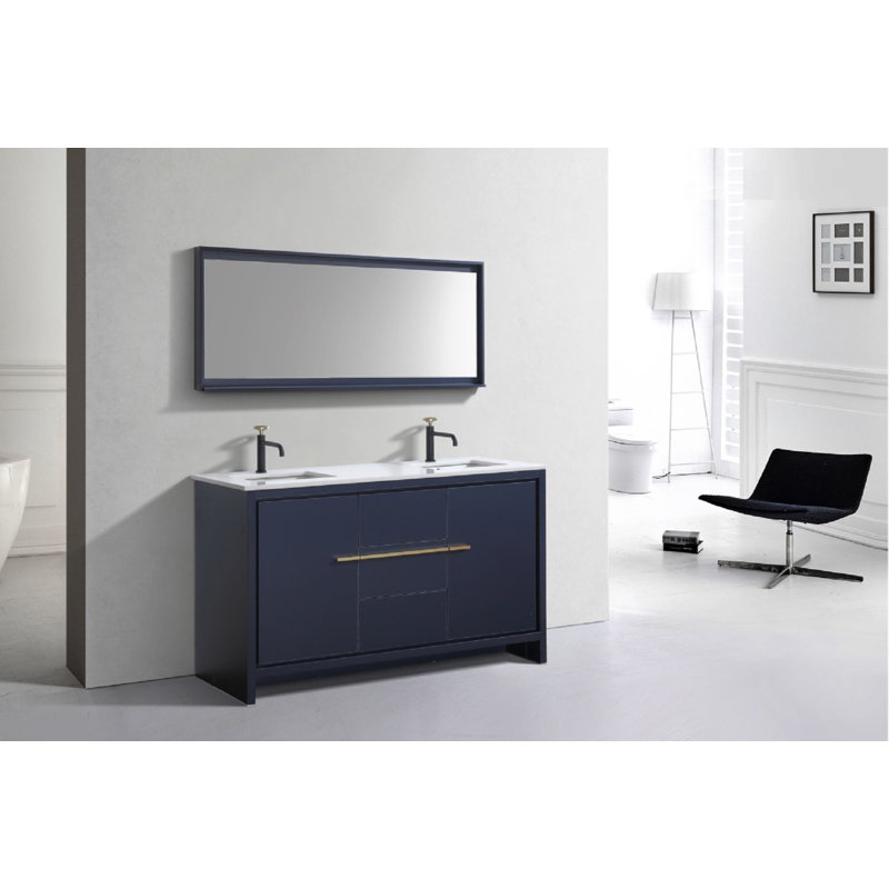 Ensemble de meuble-lavabo double 59 po Tulughan, Bleu