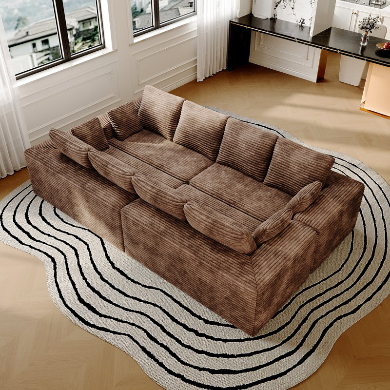 Canapé modulaire en tissu velours côtelé Aruba, Tan Corduroy