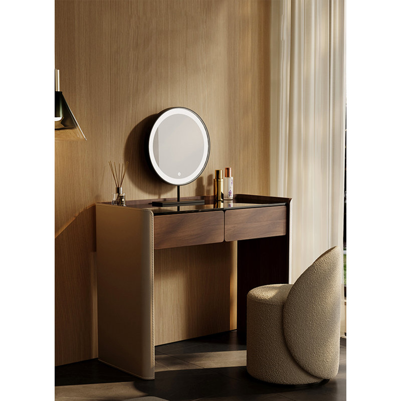 Italian Style Vanity Table With Solid Wood Frame And Large Capacity Storage
