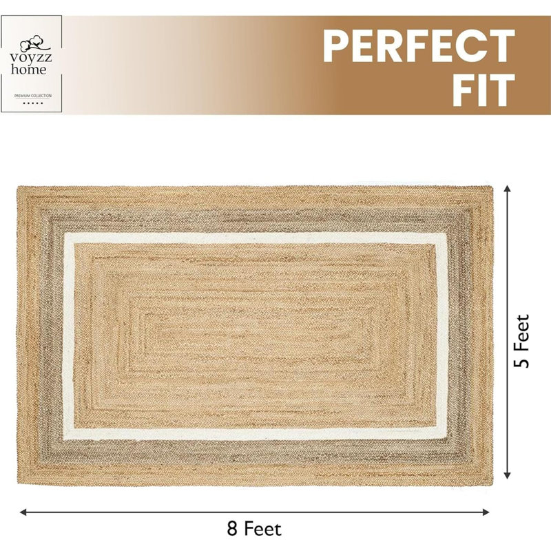 Rectangle Tishon tressé à la main, Rectangle de 5 pi x 8 pi