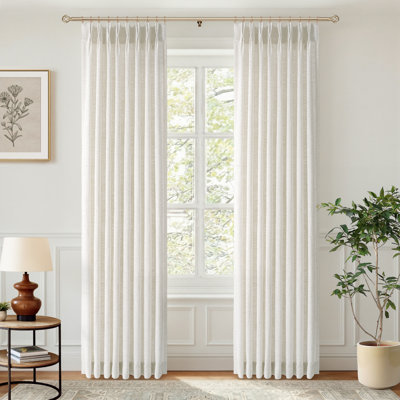 Memory‑Set Linen Textured Light‑Filtering Privacy Curtains for Living Room, Hook Pleat Design(Set of 2)