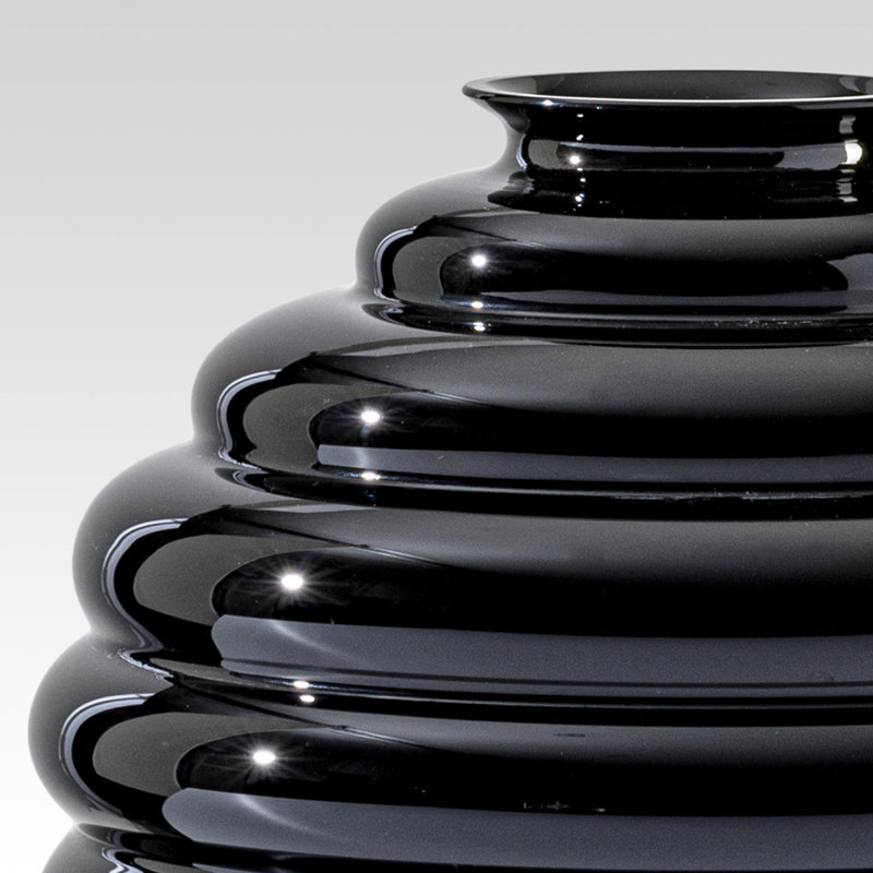 Deco Vase, 7.09" H x 6.69" W x 6.69" D, Black