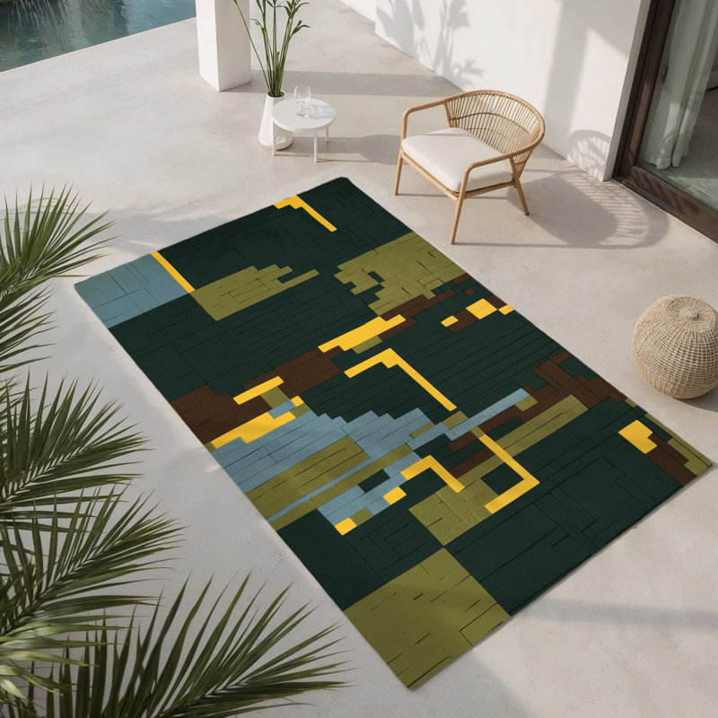 Tapis intérieur et extérieur à carrés ombrés, Rectangle 1 pi 6 po x 2 pi 6 po