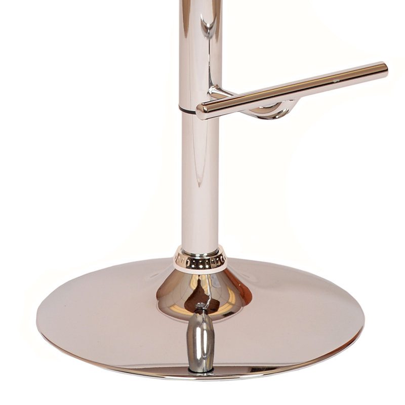 Allin Swivel Adjustable Height Bar Stool with Open Back in Faux Leather, Walnut Wood and Chrome, Black Faux Leather