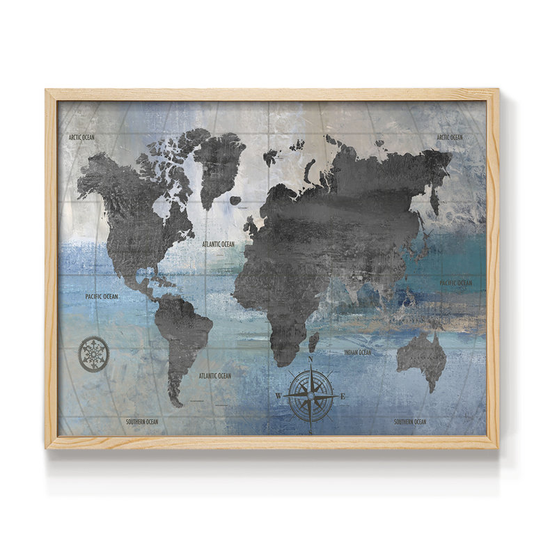 Carte du monde - impression encadrée - redéfinissable, H 8 po x l 10 po, Naturel