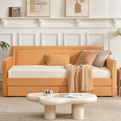 Upholstered Daybed with Storage Drawers | Multi-Functional Sofa Bed | Modern Minimalist Design for Living Room or Guest Space
