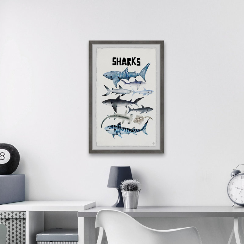 " Sharks " by Marmont Hill Painting Print, 36" H x 24" W x 1.5" D